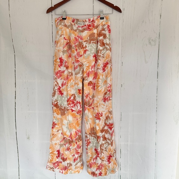 ABERCROMBIE & FITCH Linen Blend Floral Pull On Pants Small S - Picture 7 of 11